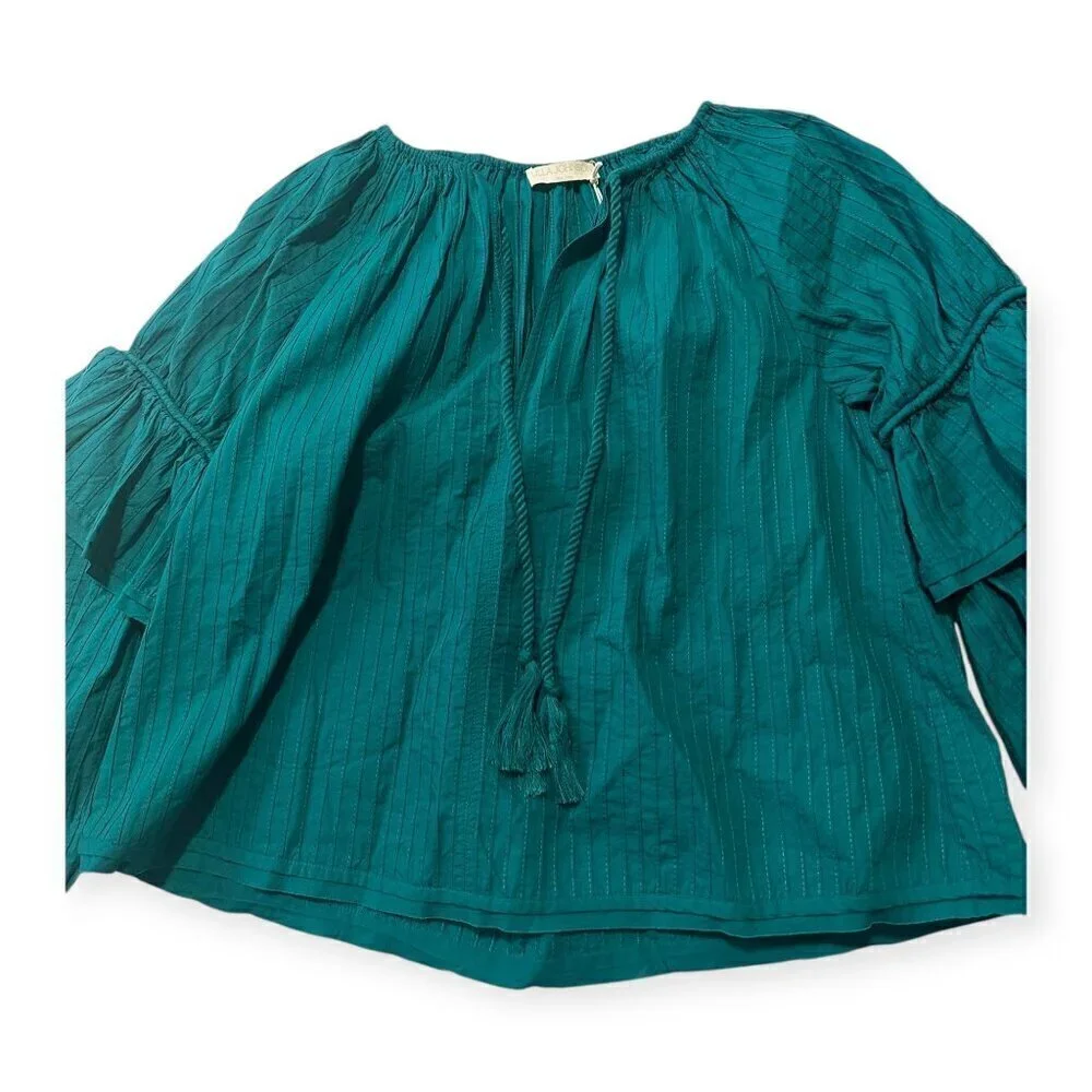 Ulla Johnson Concetta Cotton Blouse, Size 2, Color Verdigris, puff sleeves, NWT